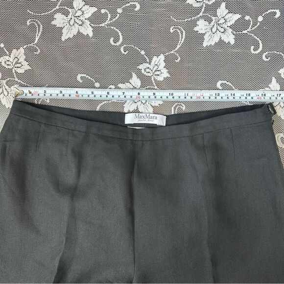 MaxMara Black 100% Linen Trousers with Hem Zip Detail - Picture 11 of 12